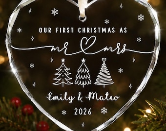 Our 1st Christmas Mr & Mrs Ornament: Personalized First Christmas Keepsake, Wedding Housewarming Mr Mrs Idea, Bridal Shower Gift For Her