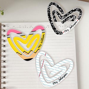 Personalized Teacher  Paperclip Bookmark Gifts, Custom Teacher Name Paperclip, Teacher Appreciation Gifts, Pencil Heart Bookmark For Teacher