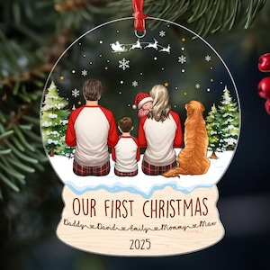 Personalized Family Christmas Ornament, Custom Family Of Four 2024 Ornament, New Baby Gift, Our First Christmas Gift, Family Christmas Gift