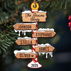 Custom Family Christmas North Pole Names Ornament, Custom Wooden Ornament With Family Name, Family Keepsake, Gift For Family, Christmas 2025