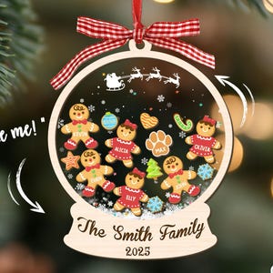 Personalized Gingerbread Family Ornament, Custom Family Christmas Ornament 2025, 4D Shake Cookie Ornament, Family Christmas Gift Keepsake