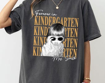 Personalized Vintage Photo Kindergarten Teacher Shirt, Teacher Team Shirt, Custom Preschool First Grade Tee, Forever In Kindergarten Shirt