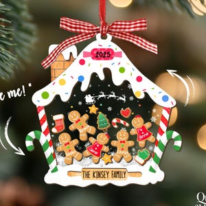 Personalized Gingerbread Family Ornament, Custom Family Christmas Ornament 2025, Family Christmas Gift Keepsake, 4D Shake Cookie Ornament