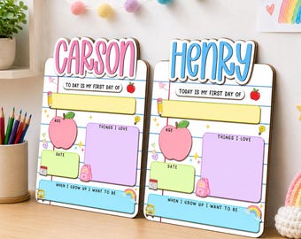 Custom First Day of School Sign, Preschool Back to School Board Kid Gift, Kindergarten 1st Day of School Photo Prop,Reusable Dry Erase Board