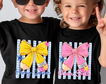 Personalized Kids Pencil Back To School Shirt, Custom Boys Girls First Day Of School Tee, Custom Any Grade Shirt, School Toddler Shirt