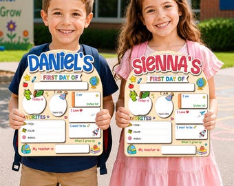 Custom First Day Of School Sign, Personalized Back to School Wooden Board, Kindergarten 1st Day of School Sign Reusable