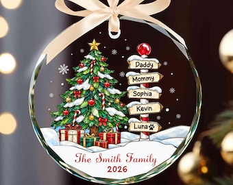 Custom Family Name Christmas Ornament 2026: Family With Pet Ornament, Christmas Keepsake, Family Tree Ornament, Christmas Bauble Gift