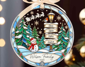 Personalized Family Names Christmas Ornament: Custom Member with Pet Names Ornament, Family of 3 4, Up to 20 Members, Holiday Gift 2026