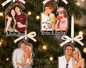 Personalized Portrait From Couples Photo Ornament: Custom Photo Picture Christmas Decor, Anniversary Gift For Him Her, Gift For Boyfriend