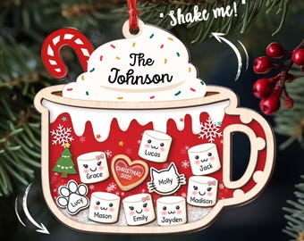 4D Shake Family Ornament With Pets, Custom Marshmallows Family Shaker Ornament, Family Ornament 2025, Family Keepsake, Family Christmas Gift