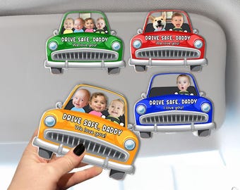 Personalized Baby Face Car Visor Clip, Custom Photo Face With Kid Visor Clip, Drive Safe Daddy, Father's Day Gifts for Husband, New Dad Gift