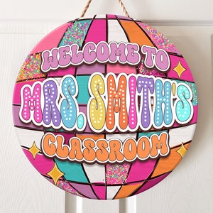 Personalized Teacher Door Hanger, Teacher 3D Name Sign, Disco Ball Welcome Sign, Classroom Decor, Back To School Gift, First Day Of School