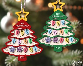 Personalized Family Tree Ornament 2025, Custom Family With Pet Ornament, Large Family Ornament, 2025 Christmas Ornament, Christmas Gifts