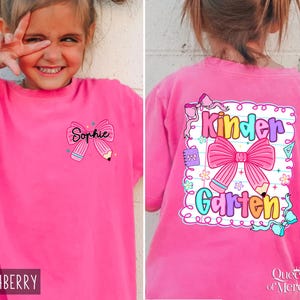 Coquette Back To School Shirt for Girls, Kindergarten Girls Shirt, First Day Of School Tee, Custom Name Toddler Tee, Preschool Girl Shirt