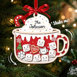 4D Shake Family Ornament With Pets, Custom Marshmallows Family Shaker Ornament, Family Ornament 2026, Family Keepsake, Family Christmas Gift image 2