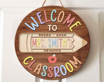 Personalized 3D Teacher Door Sign, Teacher Gifts, Teacher Name Sign, Classroom Door Hanger, Classroom Welcome Sign, Back To School Gift