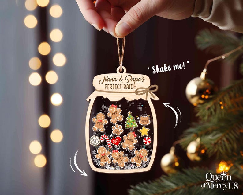 Gingerbread Christmas Ornament, Grandkids Ornament, Family Cookie Ornaments, 4D Shaker Ornament with Grandkids, Nana & Papa's Perfect Batch image 5