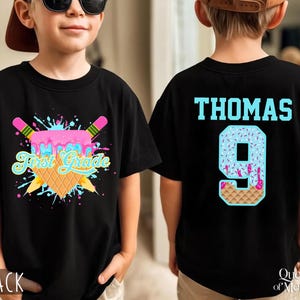 Boys Girls Custom Drip Baseball Back To School Shirt, Personalized Kid Name Tee, Kindergarten First Grade Toddler, 1st Day of School Outfit