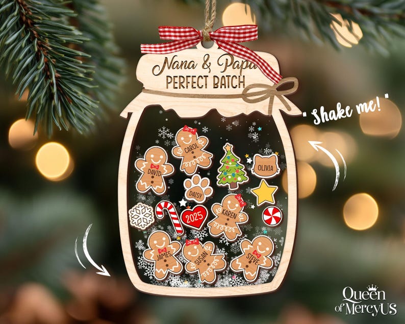 Gingerbread Christmas Ornament, Grandkids Ornament, Family Cookie Ornaments, 4D Shaker Ornament with Grandkids, Nana & Papa's Perfect Batch image 7