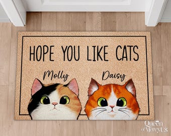Personalized Cat Doormat, Hope You Like Cats Door Mat, Funny Cat Welcome Mat, Cat Gift Ideas, Cat Owner Gifts, Custom Cats Doormat