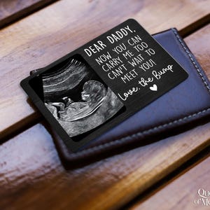 Tarjeta de billetera con foto de ultrasonido personalizada, regalo para el Día del Padre, "Estoy deseando conocerte", anuncio de embarazo, tarjeta para recién nacido imagen 4