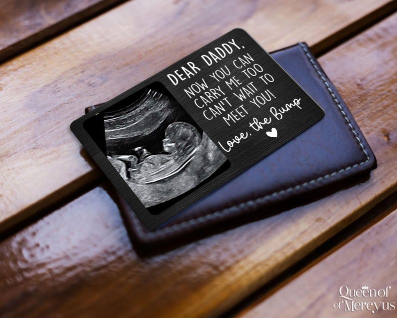Tarjeta de billetera con foto de ultrasonido personalizada, regalo para el Día del Padre, "Estoy deseando conocerte", anuncio de embarazo, tarjeta para recién nacido imagen 4
