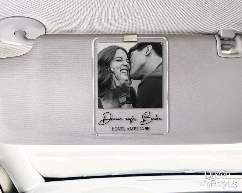 Personalized Couple Photo Car Visor Clip, Drife Safe Gift, Valentines Day Gift for Boyfriend Husband, Drive Safe I Love You Sun Visor image 12
