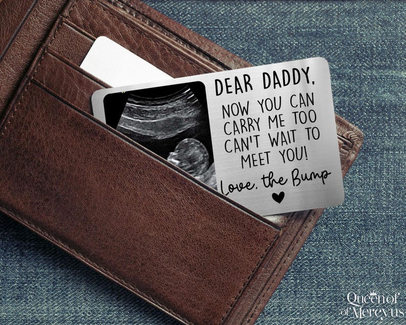 Tarjeta de billetera con foto de ultrasonido personalizada, regalo para el Día del Padre, "Estoy deseando conocerte", anuncio de embarazo, tarjeta para recién nacido imagen 6