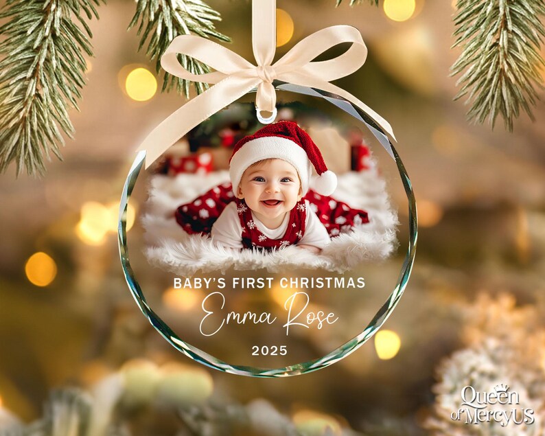 Personalized Baby Photo Ornament, Custom Baby’s First Christmas Keepsake, Newborn Ornament, Baby Face Picture Ornament, New Baby Xmas Gift image 9