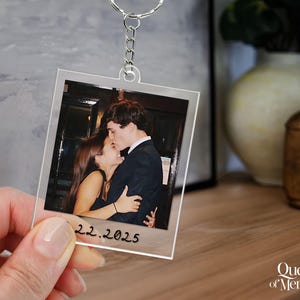 Custom Couple Polaroid Photo Keychain, Valentines Day Gift For Him Her, Personalized Photo Key Ring, Boyfriend Husband Gift image 4
