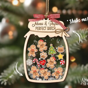 Gingerbread Christmas Ornament, Grandkids Ornament, Family Cookie Ornaments, 4D Shaker Ornament with Grandkids, Nana & Papa's Perfect Batch image 4