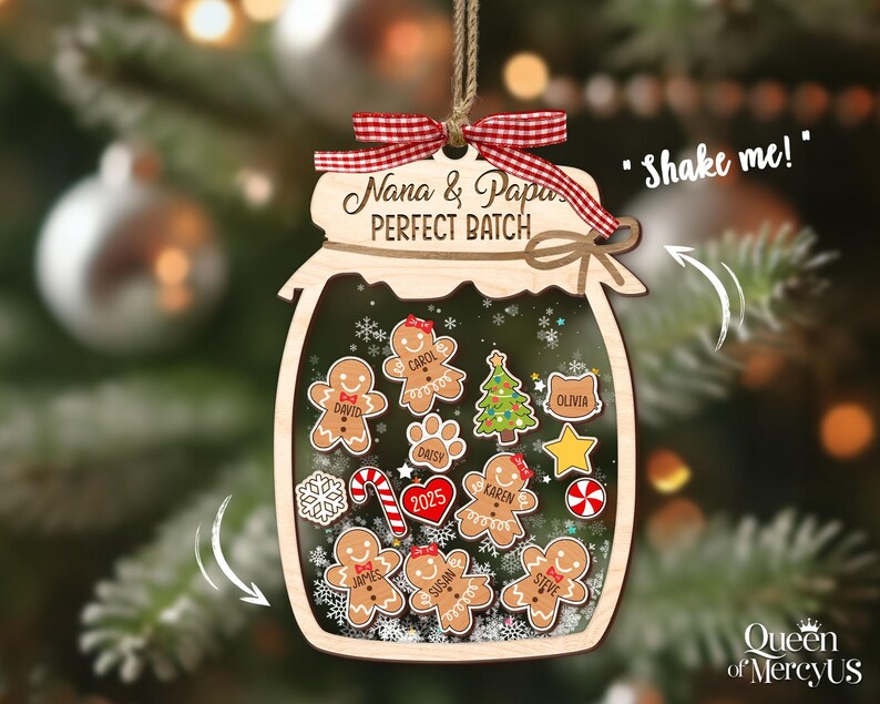 Gingerbread Christmas Ornament, Grandkids Ornament, Family Cookie Ornaments, 4D Shaker Ornament with Grandkids, Nana & Papa's Perfect Batch image 4
