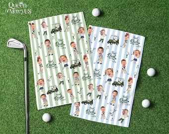 Personalized Golf Towel For Dad, Custom Photo Dad Gift from Kids, Father's Day Golfing Keepsake, Best Grandpa By Par, Baby Face Towel