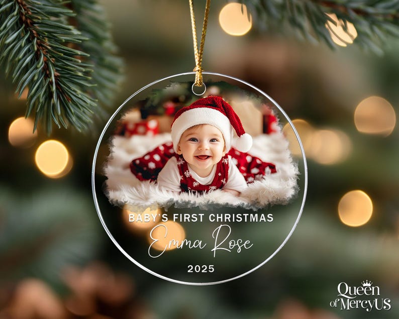 Personalized Baby Photo Ornament, Custom Baby’s First Christmas Keepsake, Newborn Ornament, Baby Face Picture Ornament, New Baby Xmas Gift image 5