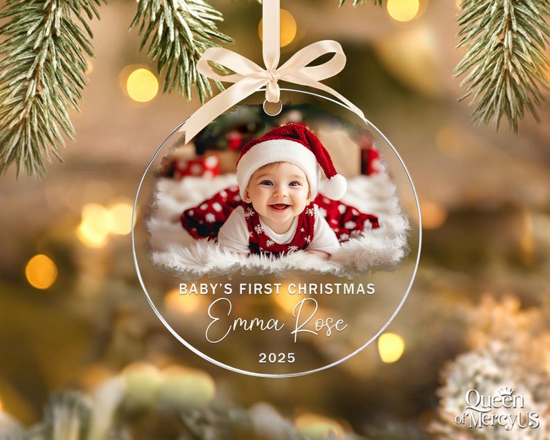 Personalized Baby Photo Ornament, Custom Baby’s First Christmas Keepsake, Newborn Ornament, Baby Face Picture Ornament, New Baby Xmas Gift image 6