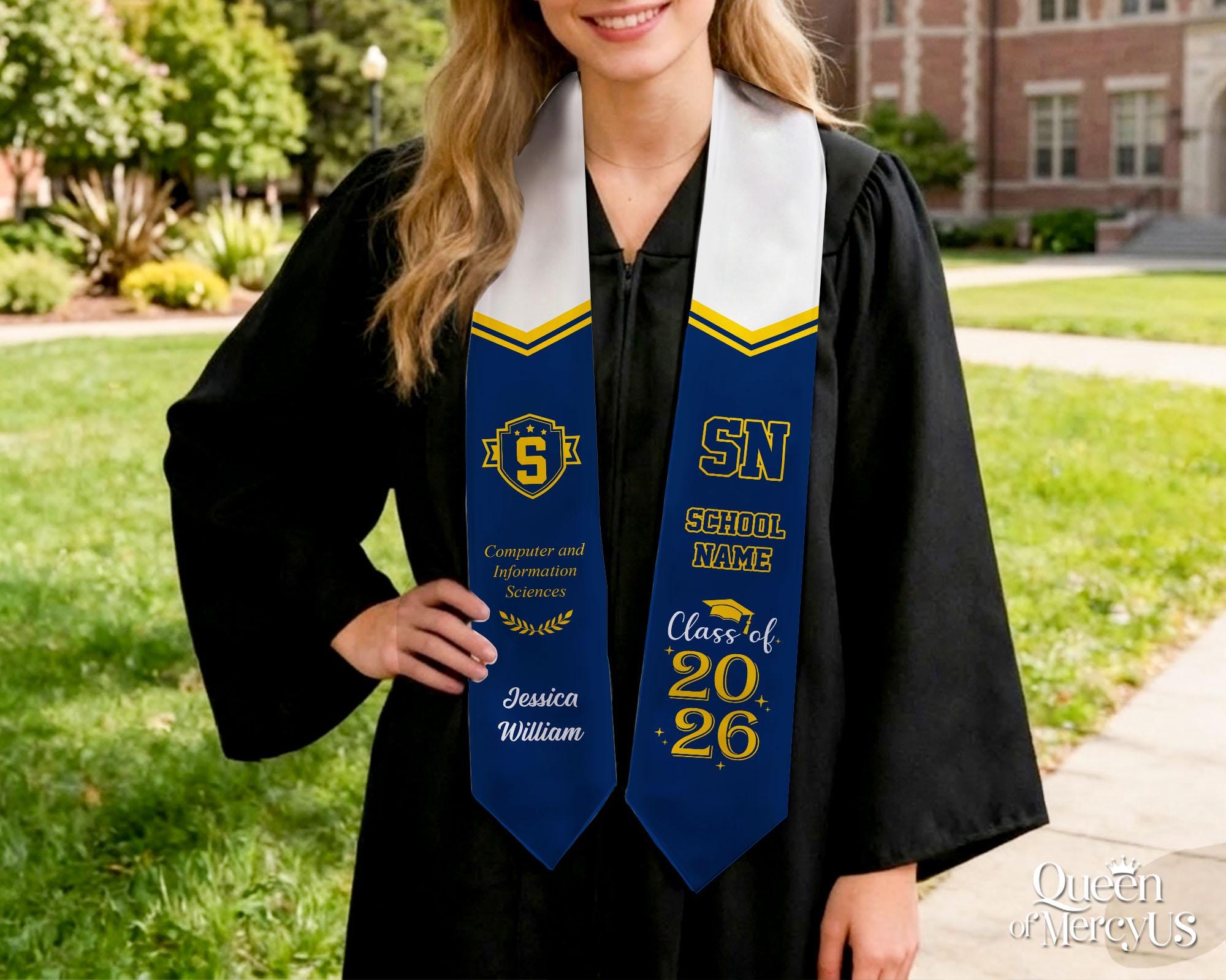 Custom Graduation Sash, Personalized Graduation Stoles, Class of 2026 ...