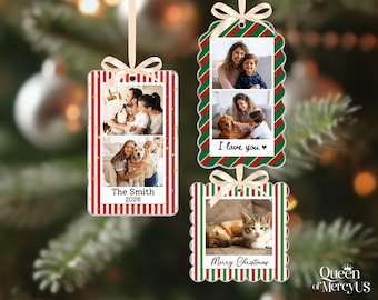 Personalized Photo Christmas Ornament, Custom Family Photo Frame Ornament, Best Friend Gift, Couple Picture Holiday Keepsake, Kids Baby Gift