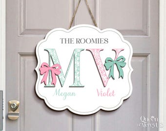 Letreros personalizados para puertas de dormitorios, letreros personalizados para puertas universitarias, letreros estilo chinoiserie para dormitorios, regalos para dormitorios de chicas universitarias, letreros para puertas de compañeros de piso