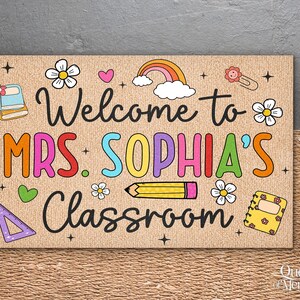 Felpudo de bienvenida personalizado para profesores, felpudo personalizado para aula, decoración para aula, regalo de agradecimiento para profesores, alfombra para profesores, felpudo de bienvenida imagen 9
