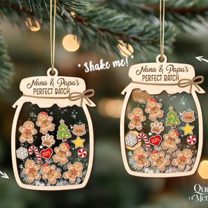 Gingerbread Christmas Ornament, Grandkids Ornament, Family Cookie Ornaments, 4D Shaker Ornament with Grandkids, Nana & Papa's Perfect Batch image 3
