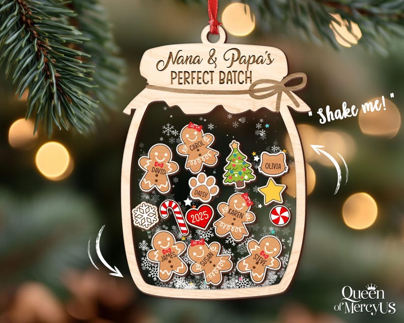 Gingerbread Christmas Ornament, Grandkids Ornament, Family Cookie Ornaments, 4D Shaker Ornament with Grandkids, Nana & Papa's Perfect Batch image 6