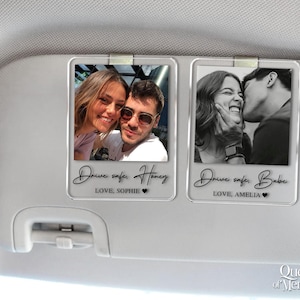 Personalized Couple Photo Car Visor Clip, Drife Safe Gift, Valentines Day Gift for Boyfriend Husband, Drive Safe I Love You Sun Visor image 2