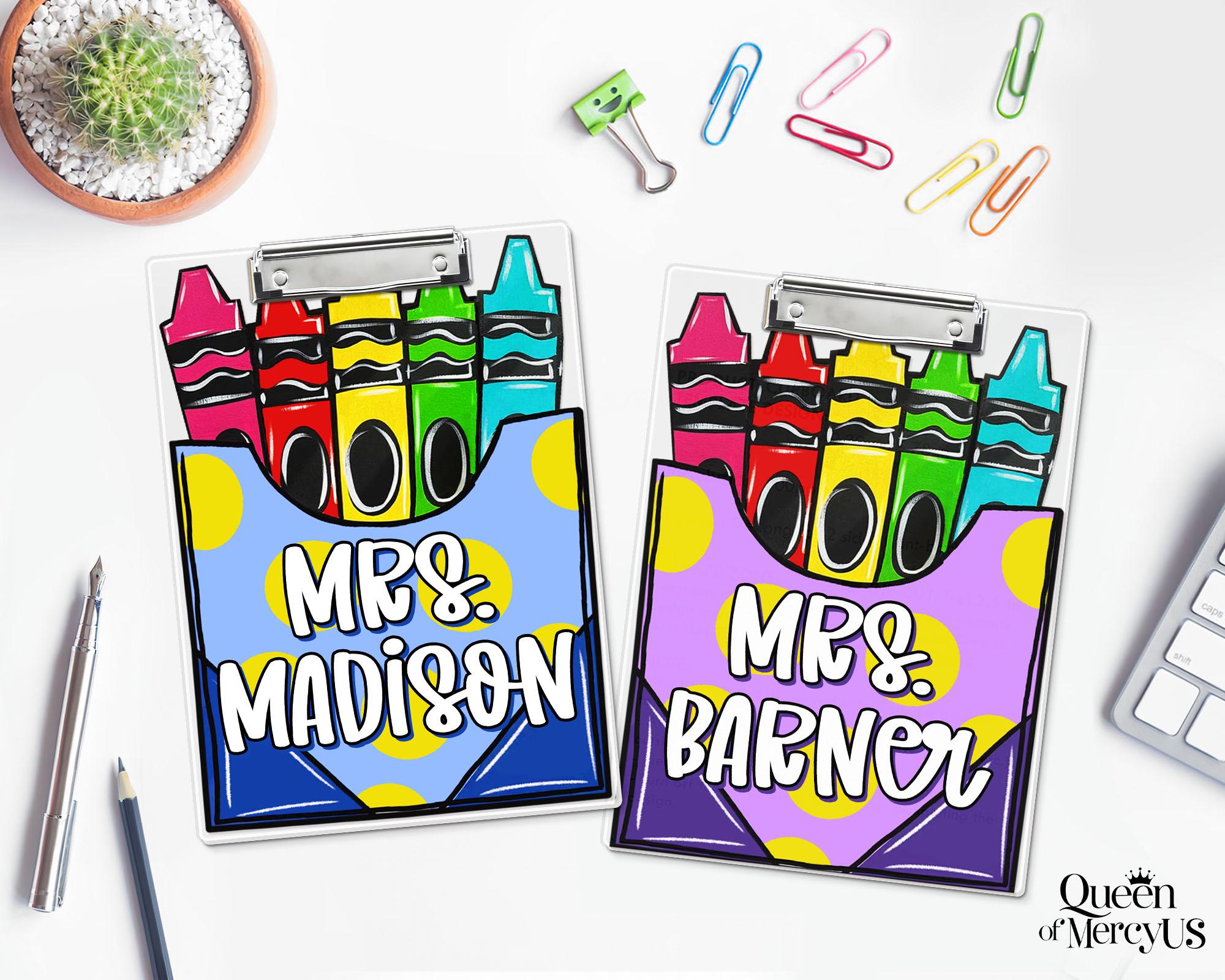 Personalized Teacher Clipboard, Back to School Gift, Teacher Appreciation Gift, CrayonTeacher Acrylic Clipboard, Teacher School Supplies