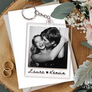 Custom Couple Polaroid Photo Keychain, Valentines Day Gift For Him Her, Personalized Photo Key Ring, Boyfriend Husband Gift image 11
