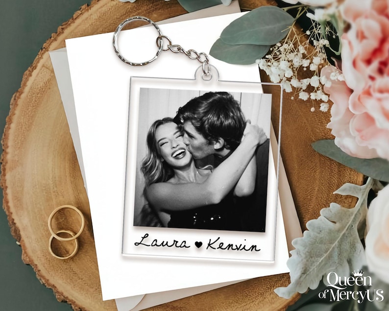 Custom Couple Polaroid Photo Keychain, Valentines Day Gift For Him Her, Personalized Photo Key Ring, Boyfriend Husband Gift image 11