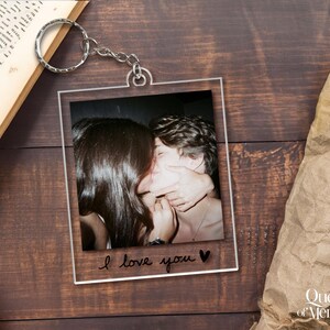 Custom Couple Polaroid Photo Keychain, Valentines Day Gift For Him Her, Personalized Photo Key Ring, Boyfriend Husband Gift image 3