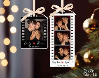 Personalized Couple Film Photo Ornament, Custom Photobooth Christmas Keepsake, Gift For Boyfriend Girlfriend, Holiday Couples Gifts