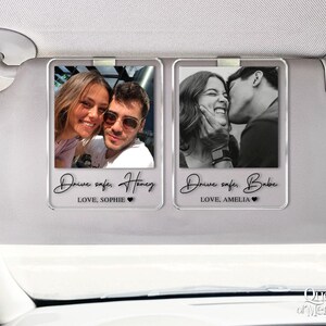 Personalized Couple Photo Car Visor Clip, Drife Safe Gift, Valentines Day Gift for Boyfriend Husband, Drive Safe I Love You Sun Visor image 5