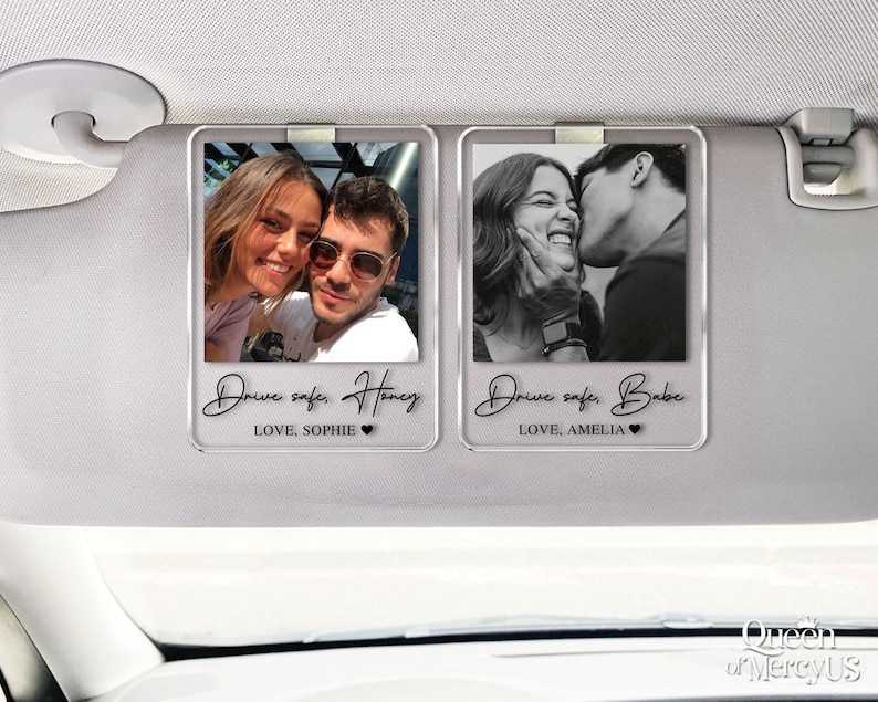 Personalized Couple Photo Car Visor Clip, Drife Safe Gift, Valentines Day Gift for Boyfriend Husband, Drive Safe I Love You Sun Visor image 5