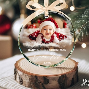 Personalized Baby Photo Ornament, Custom Baby’s First Christmas Keepsake, Newborn Ornament, Baby Face Picture Ornament, New Baby Xmas Gift image 4